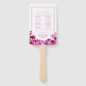 Stockbloemen roze waterverf trouwprogramma handwaaier (Achterkant)