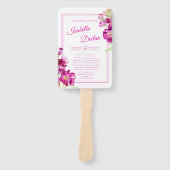 Stockbloemen roze waterverf trouwprogramma handwaaier (Voorkant)