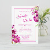 Stockbloemen roze waterverf trouwprogramma programmakaart (Staand voorkant)