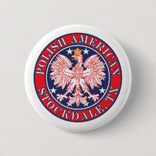 Stockdale Texas Poolse Amerikaanse adelaar Ronde Button 5,7 Cm