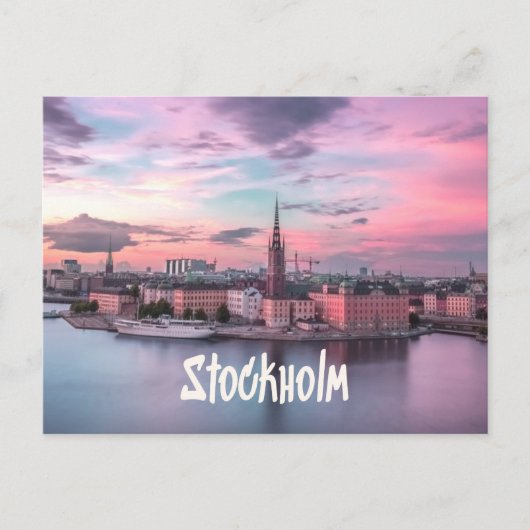 Stockholm Capital of Sweden Night Skyline Briefkaart (Voorkant)