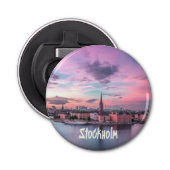 Stockholm Capital of Sweden Night Skyline Button Flesopener (Voorkant)