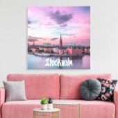 Stockholm Capital of Sweden Night Skyline Canvas Afdruk (Insitu (Woonkamer))