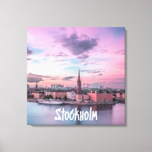 Stockholm Capital of Sweden Night Skyline Canvas Afdruk (Voorkant)