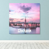 Stockholm Capital of Sweden Night Skyline Canvas Afdruk (Insitu (Houten vloer))