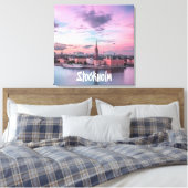Stockholm Capital of Sweden Night Skyline Canvas Afdruk (Insitu (Slaapkamer))