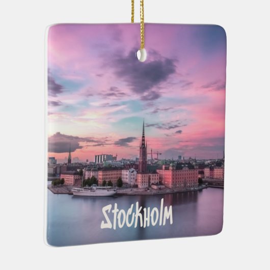 Stockholm Capital of Sweden Night Skyline Keramisch Ornament (Rechts)