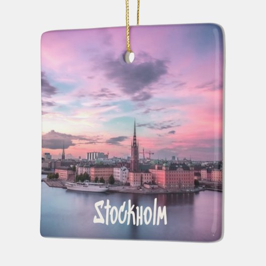 Stockholm Capital of Sweden Night Skyline Keramisch Ornament (Links)
