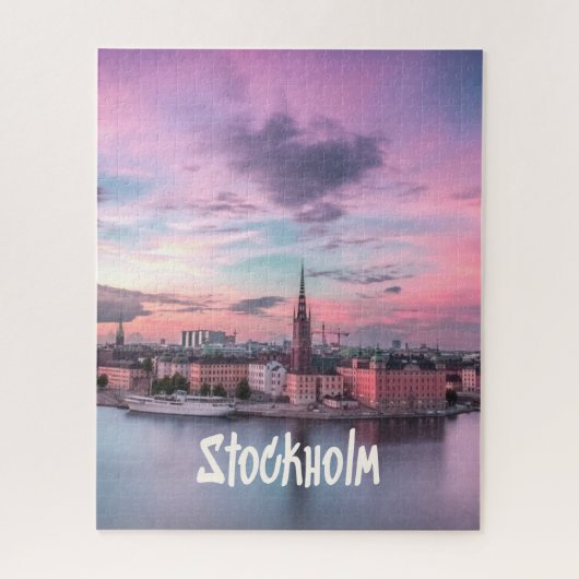 Stockholm Capital of Sweden Night Skyline Legpuzzel (Verticaal)