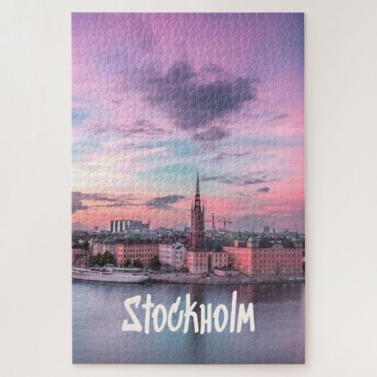 Stockholm Capital of Sweden Night Skyline Legpuzzel (Verticaal)