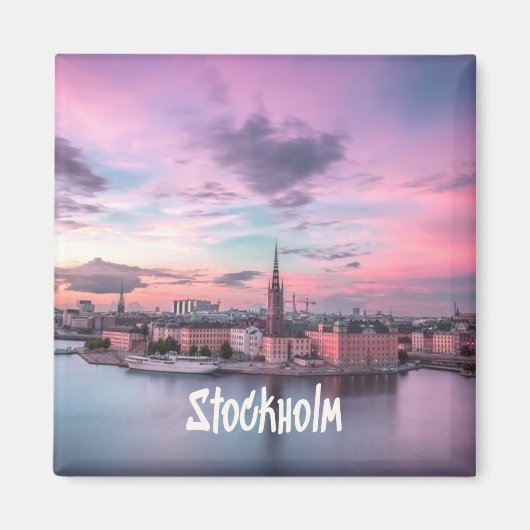 Stockholm Capital of Sweden Night Skyline Magneet (Voorkant)