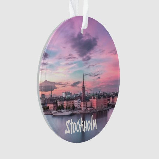 Stockholm Capital of Sweden Night Skyline Ornament (voorkant)
