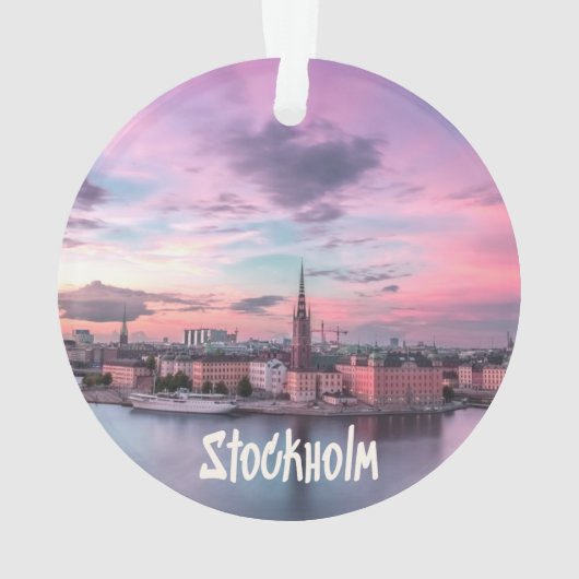 Stockholm Capital of Sweden Night Skyline Ornament (achterkant)