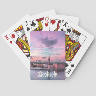 Stockholm Capital of Sweden Night Skyline Pokerkaarten