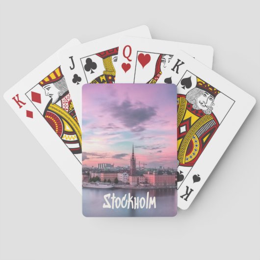 Stockholm Capital of Sweden Night Skyline Pokerkaarten (Achterkant)