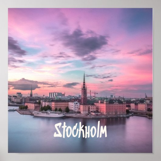 Stockholm Capital of Sweden Night Skyline Poster (Voorkant)