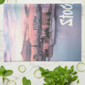 Stockholm Capital of Sweden Night Skyline Theedoek (Gevouwen)