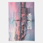 Stockholm Capital of Sweden Night Skyline Theedoek (Verticaal)