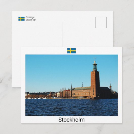 Stockholm City Hall - Zweden Briefkaart (Voorkant / Achterkant)