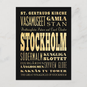 Stockholm City of United Kingdom Typography Art Briefkaart