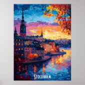 Stockholm City Skyline Poster - Zweedse stadskunst (Voorkant)