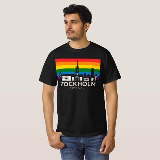 Stockholm City Sweden Rainbow Flag Kids | Swedish  T-shirt (Voorkant volledig)