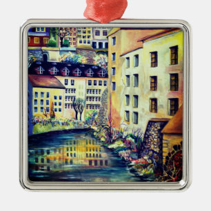 Stockholm Gamla Stan Oude Stad Schilderij Metalen Ornament