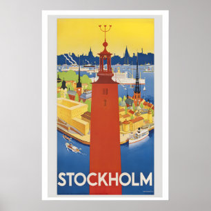Stockholm Haven van Stockholm en Stadhuis Zweden Poster