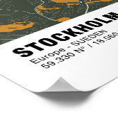 Stockholm Kaart Poster - Zweden Groene kaart (Hoek)