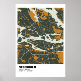 Stockholm Kaart Poster - Zweden Groene kaart