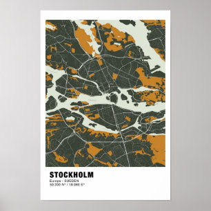Stockholm Kaart Poster - Zweden Groene kaart