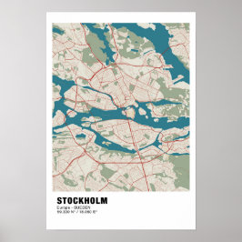 Stockholm Kaart Poster - Zweden kaart