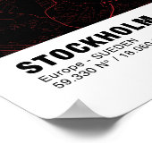 Stockholm Kaart Poster - Zweden Rood Poster (Hoek)