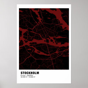 Stockholm Kaart Poster - Zweden Rood Poster