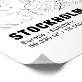 Stockholm Kaart Poster - Zweden Wit Poster (Hoek)