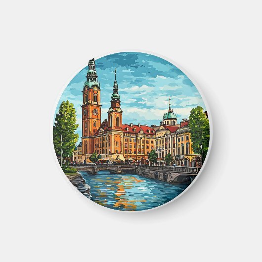 Stockholm Levendig Stadsgezicht Magneet (Voorkant)