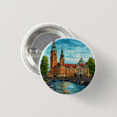 Stockholm Levendig Stadsgezicht Ronde Button 3,2 Cm (Voorkant /achterkant)