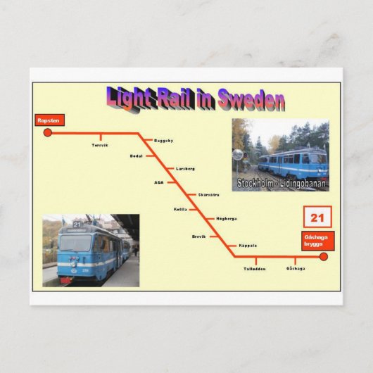 Stockholm Lidingobanan Briefkaart (Voorkant)