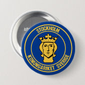 Stockholm Round Emblem Ronde Button 7,6 Cm (Voorkant /achterkant)