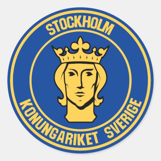 Stockholm Round Emblem Ronde Sticker (Voorkant)