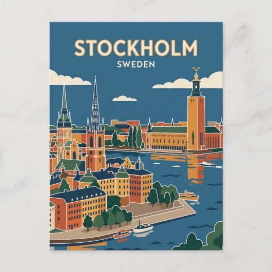 Stockholm Silhouet Zweden Briefkaart (Voorkant)