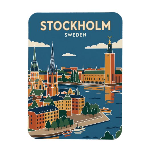 Stockholm Silhouet Zweden Magneet (Verticaal)