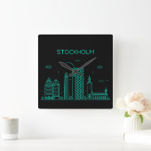Stockholm skyline vierkante klok (Huis)