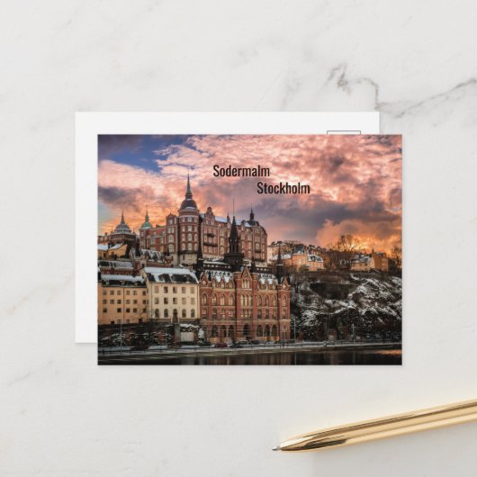 Stockholm, Sodermalm-eiland Briefkaart (Voorkant / Achterkant in situ)