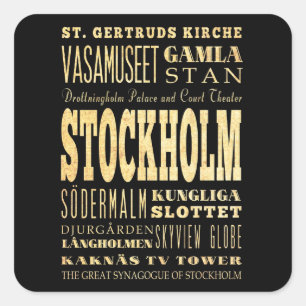 Stockholm Stad van Verenigd Koninkrijk Typografie  Vierkante Sticker