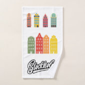 Stockholm Stad Zweden Kleurrijke grafische Wit Bad Handdoek (Handdoek)