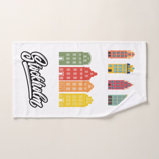 Stockholm Stad Zweden Kleurrijke grafische Wit Bad Handdoek (Handdoek)