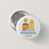 Stockholm Sweden 2026 International Convention Pin Ronde Button 3,2 Cm (Voorkant /achterkant)