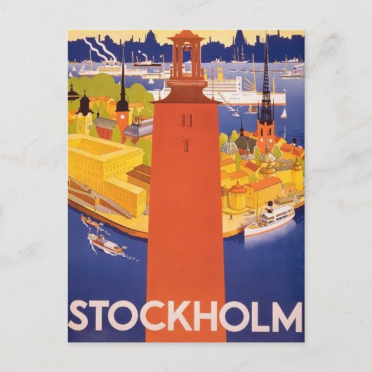 Stockholm, Sweden vintage travel holiday postcard Briefkaart (Voorkant)