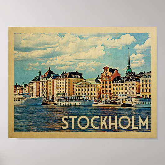 Stockholm Vintage Travel Poster (Voorkant)